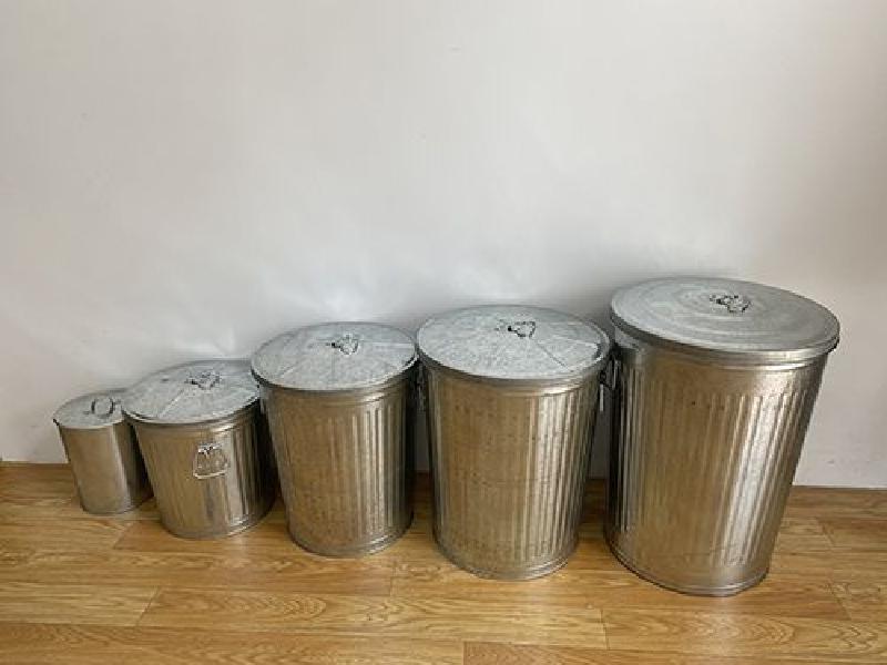 양철 철제 쓰레기 55L 75L 쓰레기통 연소통 120L 원형 휴지통 양동이 - 상세 이미지 2