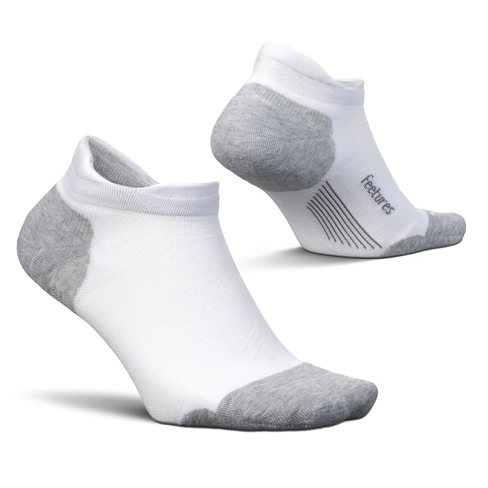 Feetures Elite Max 쿠션 노쇼 목표 - 양말 (1쌍), 화이트 압박 탭 스포츠 양말, 발목 뉴 스몰 - 상품 이미지