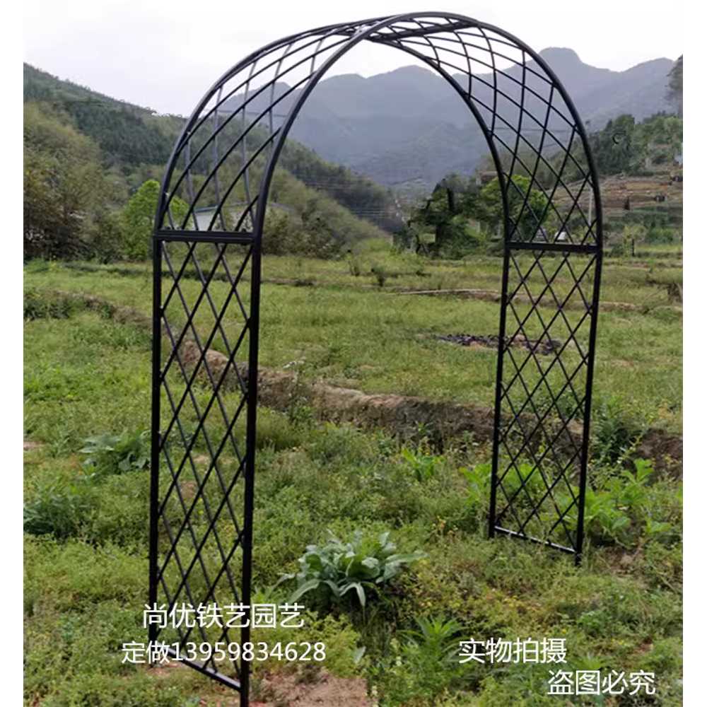 장미 터널 게이트 정원 철제 아치 지주대 가든 문없음 120x30x200cm 블랙 이미지 6