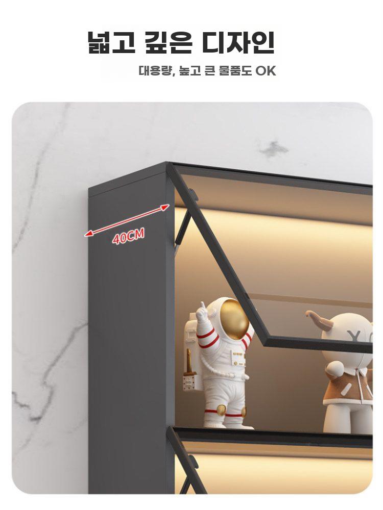 맞춤형 유리문 장착 원목 책장 전체벽면 방진 진열장 - 상세 이미지 4
