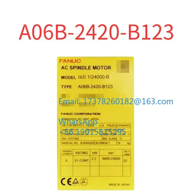 오리지널 A06B-2420-B123 스핀들 모터