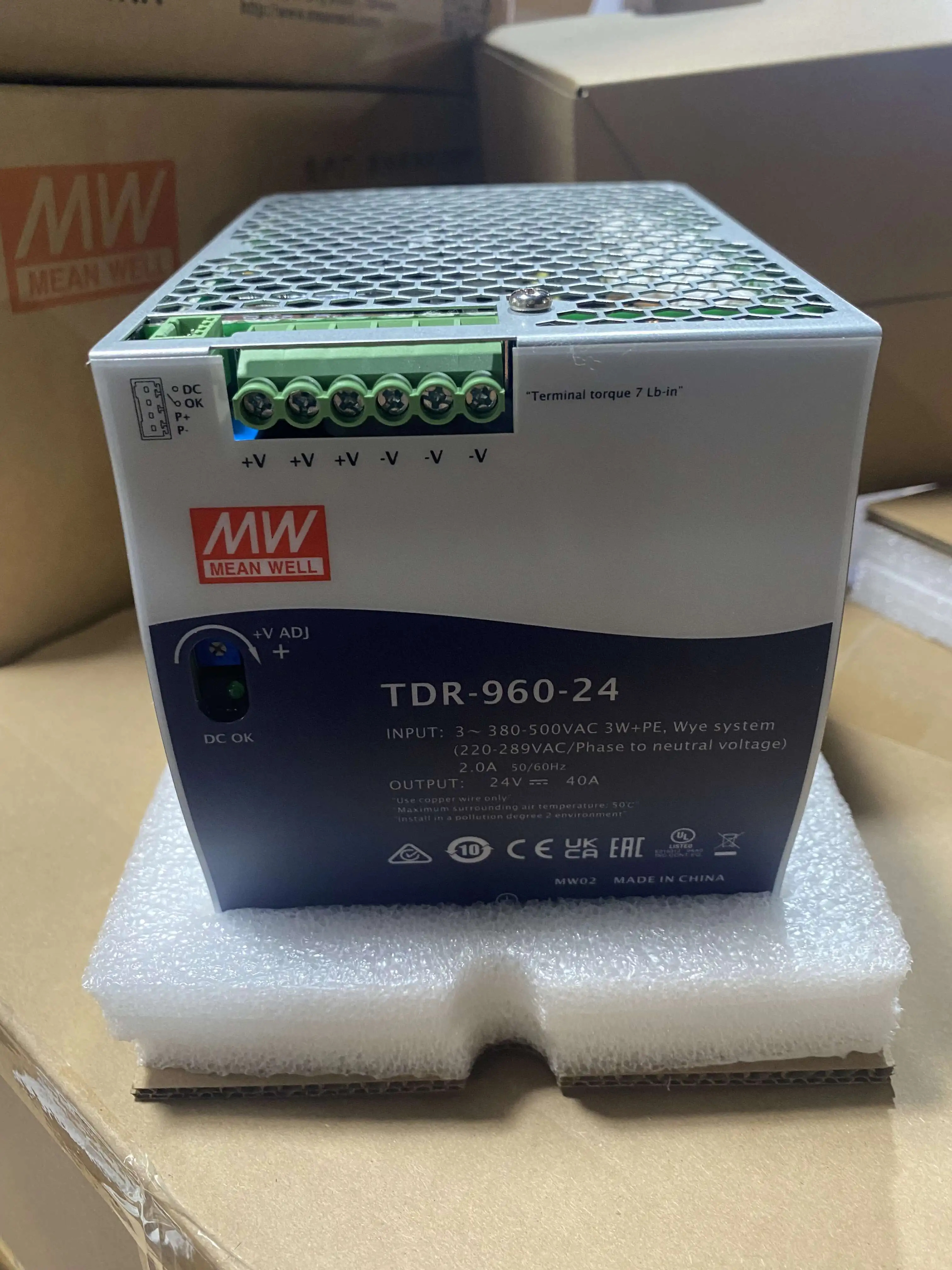 평균 잘 TDR-960-24 960W 24V 40A 스위칭 전원공급장치 기능 슬림 3상 산업DIN 레일
