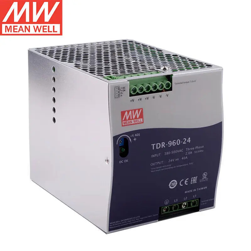 Mean Well TDR-960-48 48V DC 가변 전원공급장치 단일 출력 24VDC 20A Din 레일 960W 전력 산업공급 장치