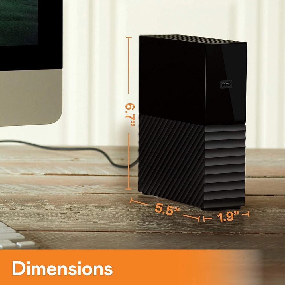 WD 18TB My Book 데스크탑 외장 하드 드라이브, USB 3.0, 비밀번호 보호 및 자동 백업 소프트웨어가 포함된 HDD - WDBGB0180HBK-NESN - 상세 이미지 3