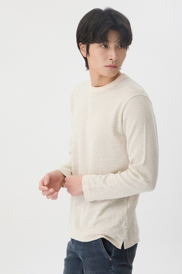 26년 코오롱 브렌우드 남성 라운드넥 니트 긴팔 티셔츠 모던 미니멀 - 상세 이미지 5