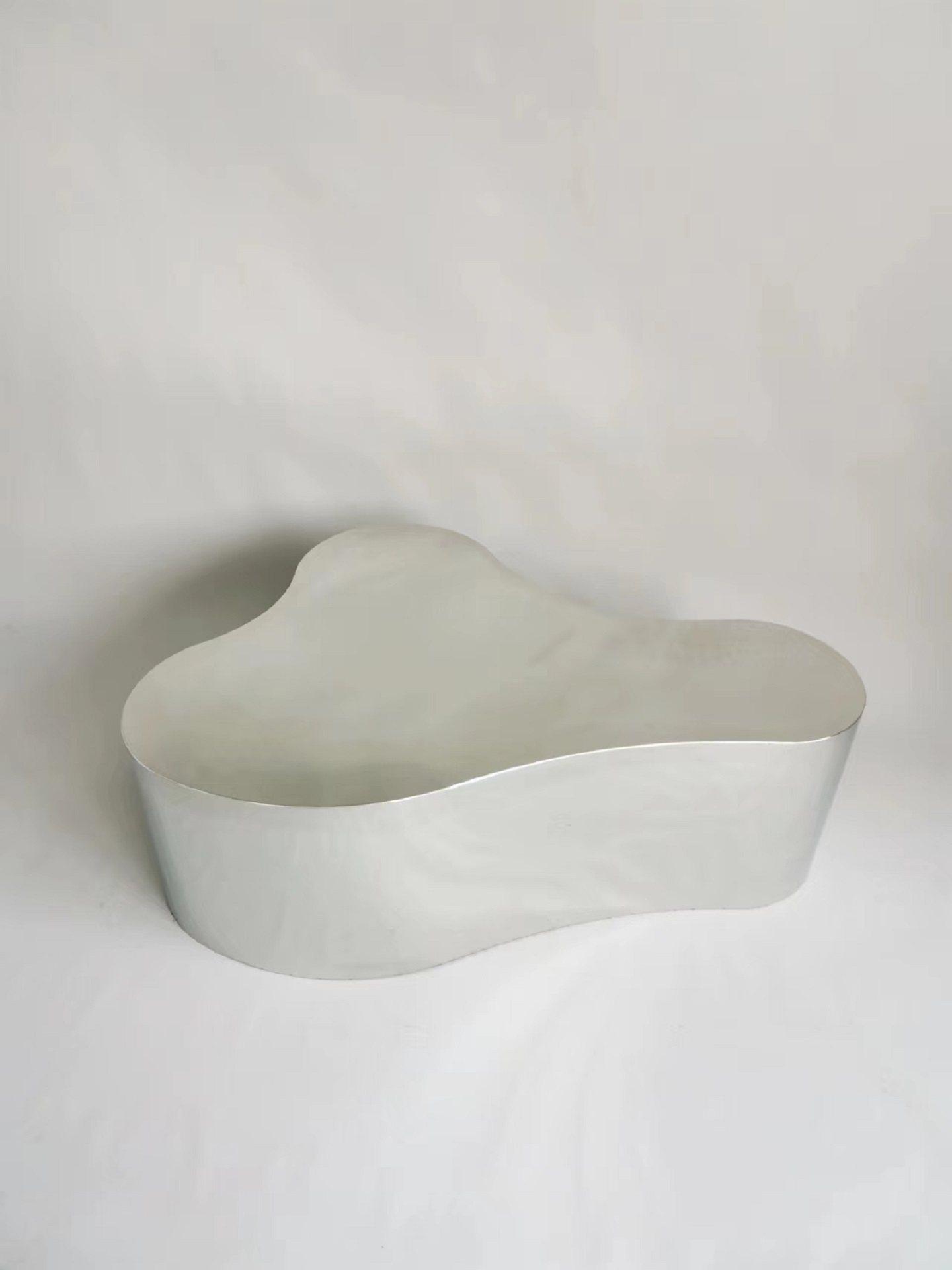 비정형 테이블 스텐 웨이브 미니멀 투명 좌탁 A 소형 80 x 54xH45cm 완제품 조립 완료 - 상세 이미지 5