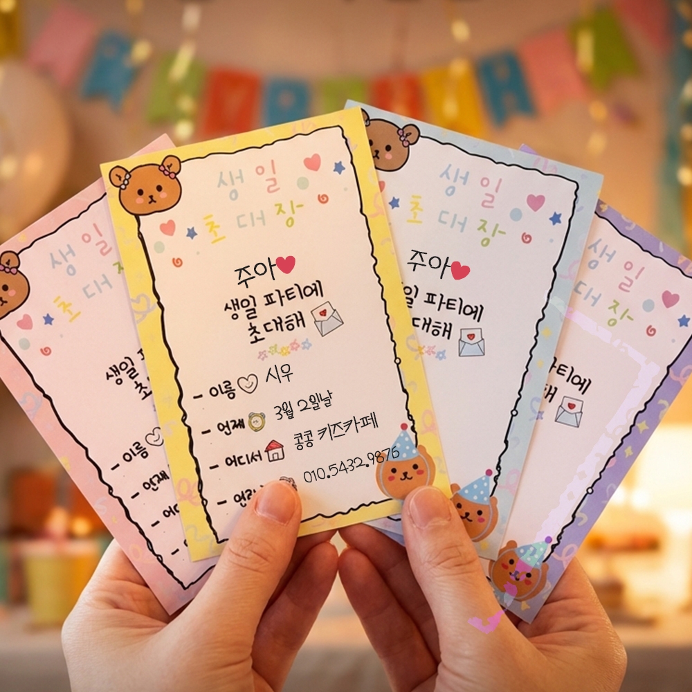 생일 파티 초대장 초대 카드 만들기 아이 [8매 봉투 세트 귀여운 이벤트 디자인 엽서] - 상품 이미지