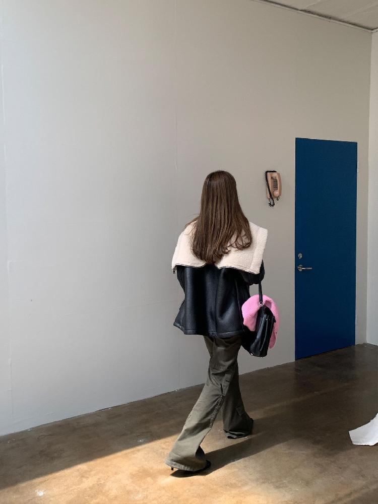 양털 코트 여성 후드 무스탕 토글 겨울 보온 아우터 - 상세 이미지 5