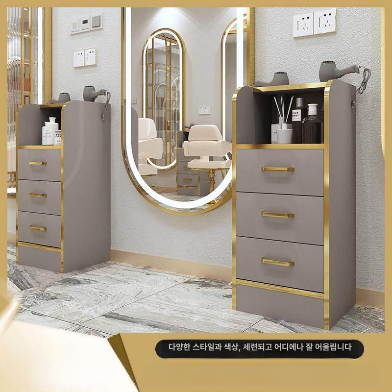 미용실 서랍장 정리대 메이크업 거치대 파마 수납함 웨건 2단 서랍 1문 화이트 공식 표준 구성 - 상세 이미지 2
