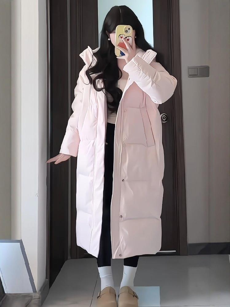 여성 덕다운 롱패딩 겨울용 보온 아우터 방한 점퍼 - 상세 이미지 3