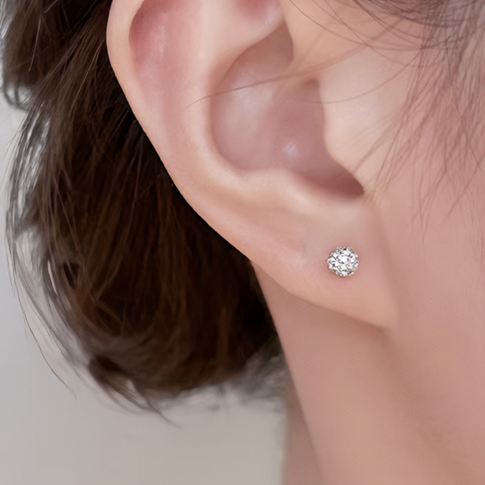 S925 은침 4mm 원형 큐빅 바벨피어싱 아르제아 이미지 2