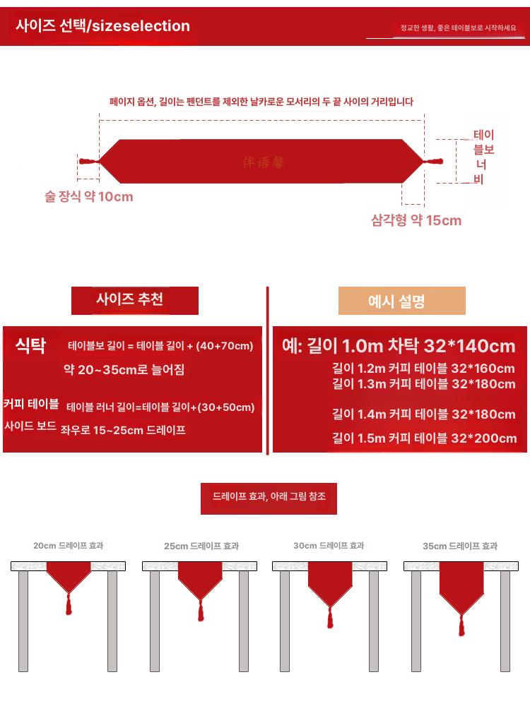 장식장 덮개 거실장 꽃무늬 린넨 TV장 가리개 선반 단층 테이블 깃발+더블 해피니스+펜던트 32 x 160cm - 상세 이미지 2