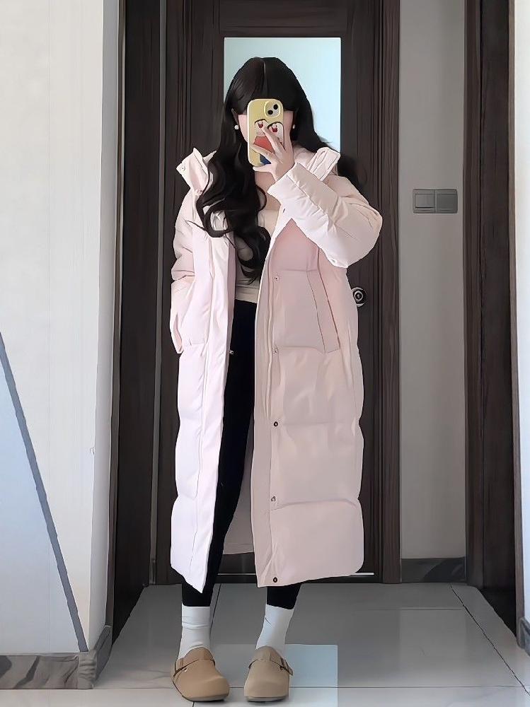 여성 덕다운 롱패딩 겨울용 보온 아우터 방한 점퍼 - 상세 이미지 2