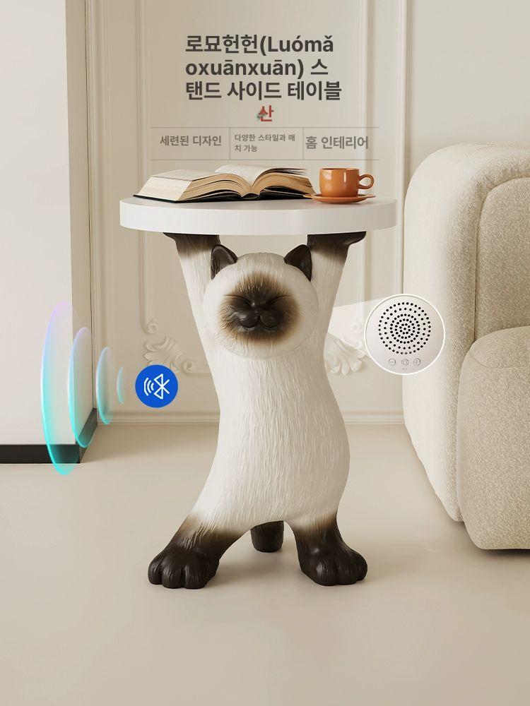 곰 사이드 테이블 거실 집들이 스탠딩 북유럽 카페 수납 고양이 올림 스타일 샤모 캣 쿠쿠 바닥 A - 상세 이미지 2