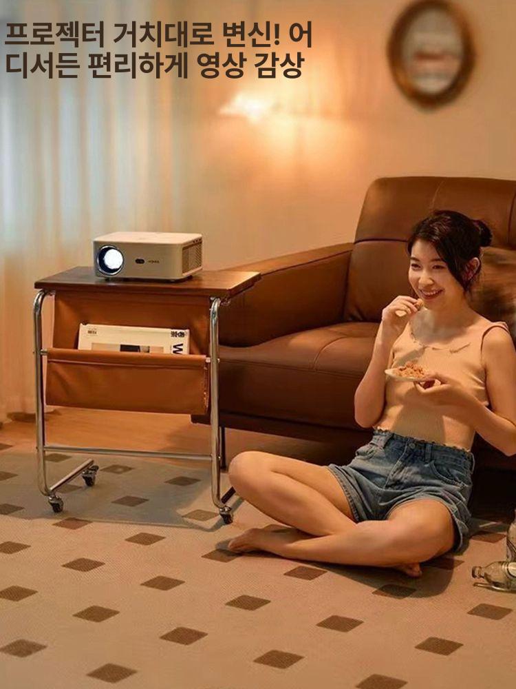미드센츄리 사이드테이블 철제 쇼파책상 이동식 우드 침대 월넛 컬러 - 상세 이미지 4