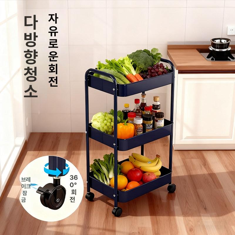 이동식 수납장 작업실 서랍 자취방 물건정리 미술 트롤리 3단 잉크블랙 41x30cm - 상세 이미지 3