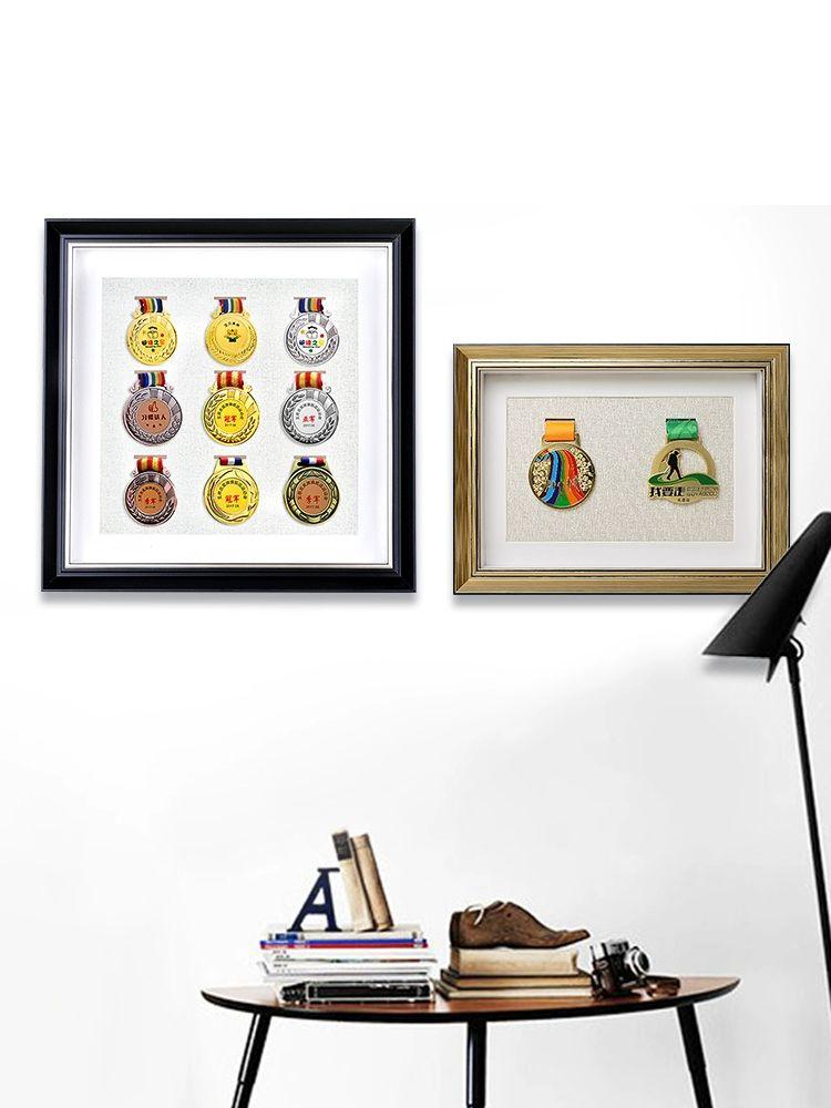 메달 진열대 상장 전시 정리대 전시대 벽걸이 메달걸이 블랙골드 A3 29.7 x 42cm 10개 메달 프레임 내경 전체크기3.8cm증가 - 상세 이미지 5