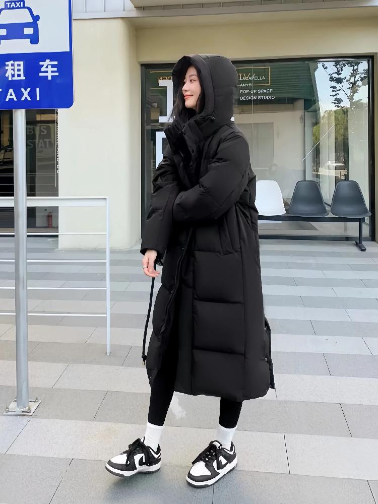 여성 덕다운 롱패딩 겨울용 보온 아우터 방한 점퍼 이미지 6