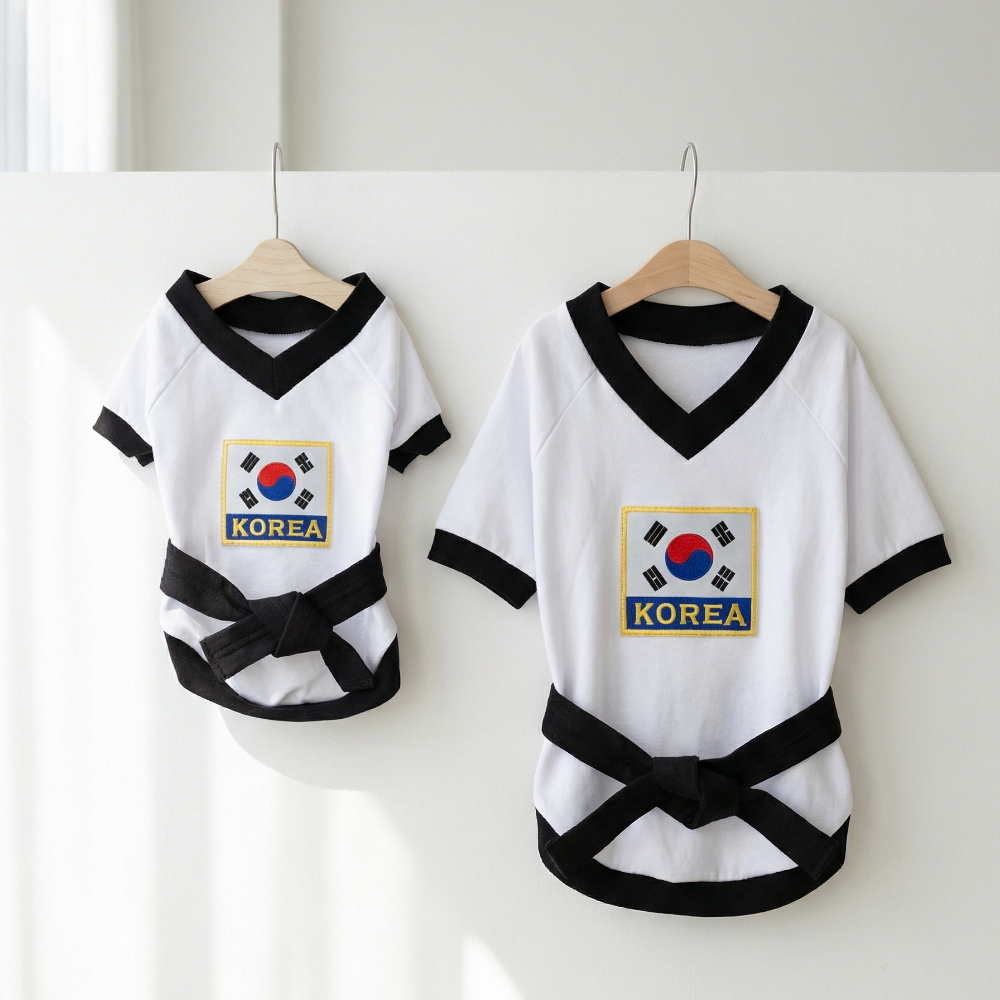 뚜담펫 강아지 태권도복 멍도복 검은띠 코스튬 2XL - 상품 이미지