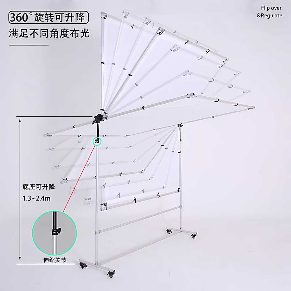 대형 반사판 스탠드 전신 사진 조명 이동식 스튜디오 1.5x2m 이동식 높이 조절 스크린 - 상세 이미지 2