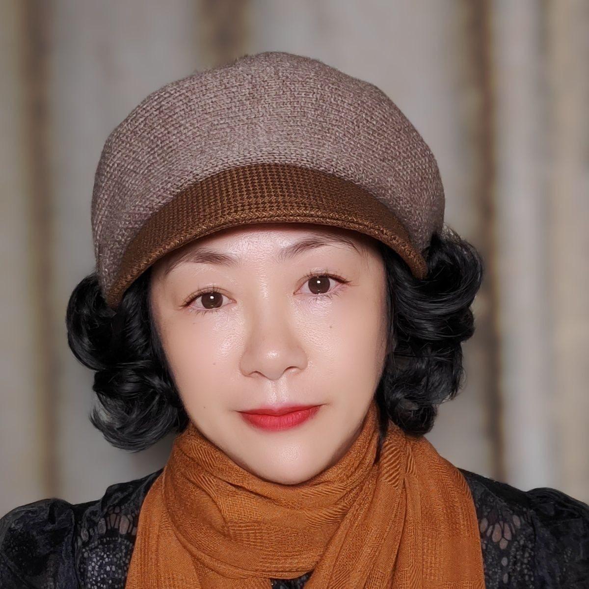 일체형 모자가발 중년여성 블랙 가을 킹 달린 블랙 - 상세 이미지 4