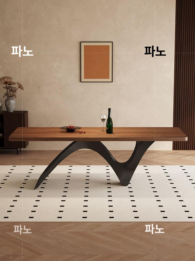 북유럽 대리석 상판 테이블 겸 책상 접이식 다이닝 원형 블랙월넛 200 x 80x75 - 상품 이미지