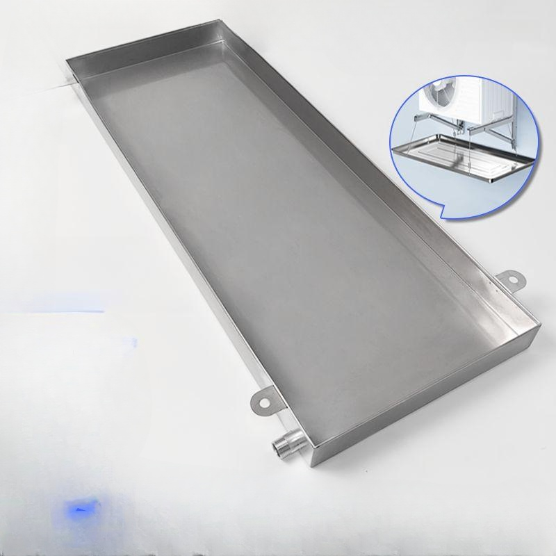 에어컨 배수판 유도드레인 욕실 물받이 접시 스테인레스 1-2마력용 84 x 38cm 배수관 포함 - 상품 이미지