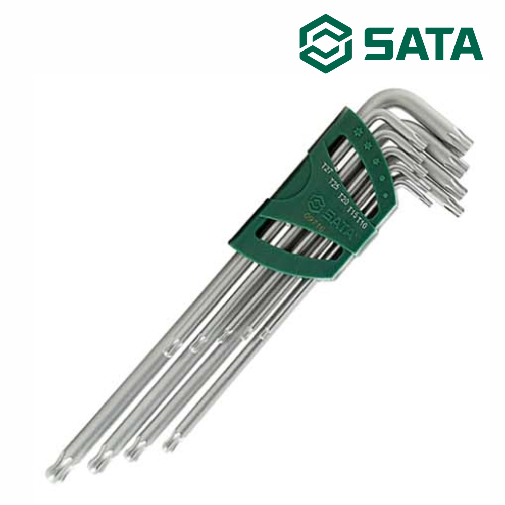 사타 SATA 별형 엑스트라 롱 볼 렌치 세트 9PCS 09716 기억자랜찌 - 상품 이미지
