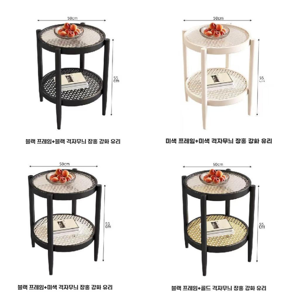 프렌치 빈티지 원목 원형 사이드테이블 거실 이동형 - 상세 이미지 4