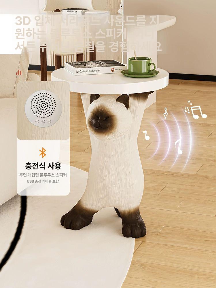 곰 사이드 테이블 거실 집들이 스탠딩 북유럽 카페 수납 고양이 올림 스타일 샤모 캣 쿠쿠 바닥 A - 상세 이미지 4