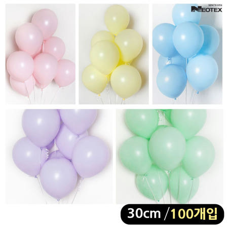 알리바니스토어 파티용품 행사용품 고무풍선 라운드풍선 30cm 파스텔매트 혼합 100개
