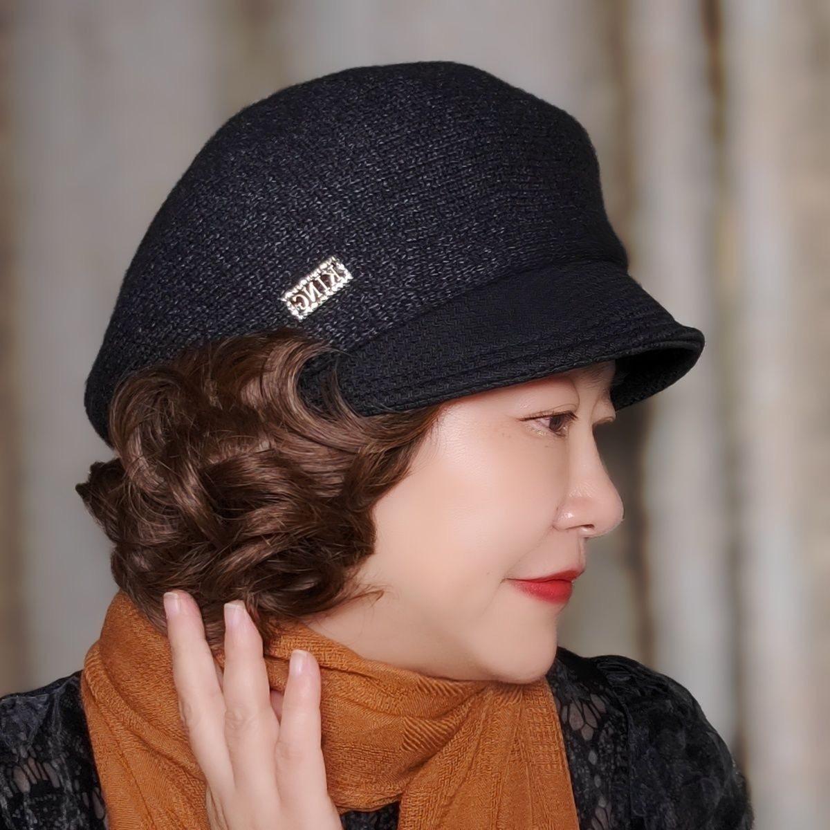 일체형 모자가발 중년여성 블랙 가을 킹 달린 블랙 - 상세 이미지 3