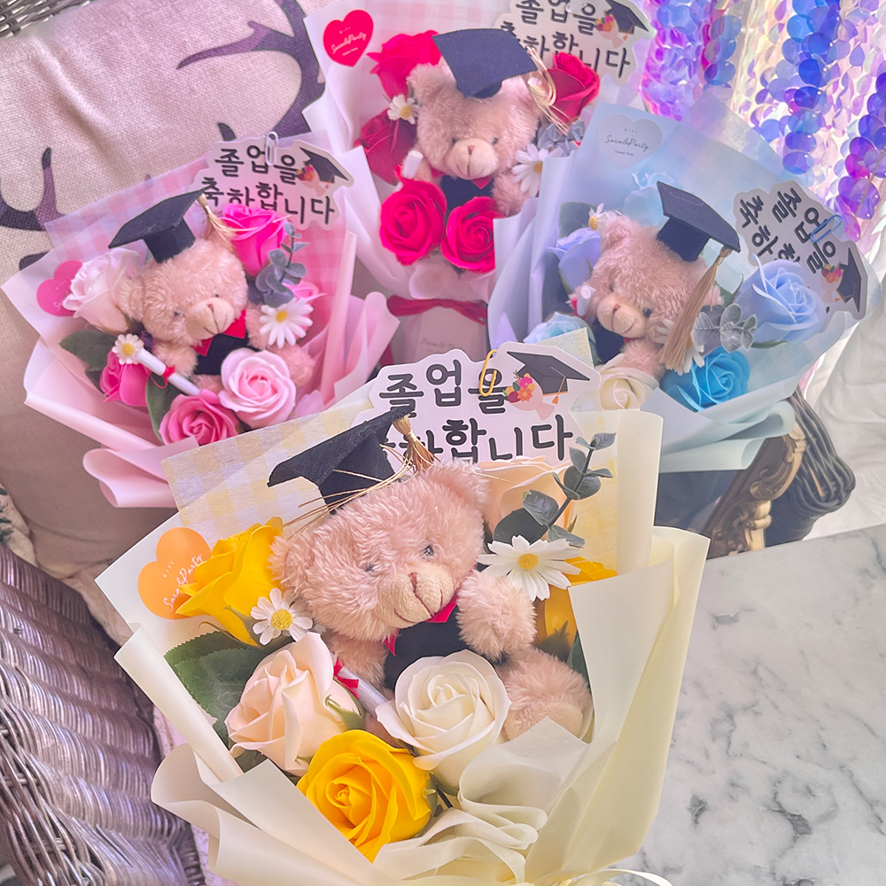 학사모곰 비누꽃다발 인형꽃다발 졸업식 입학식 선생님 단체 - 상세 이미지 5