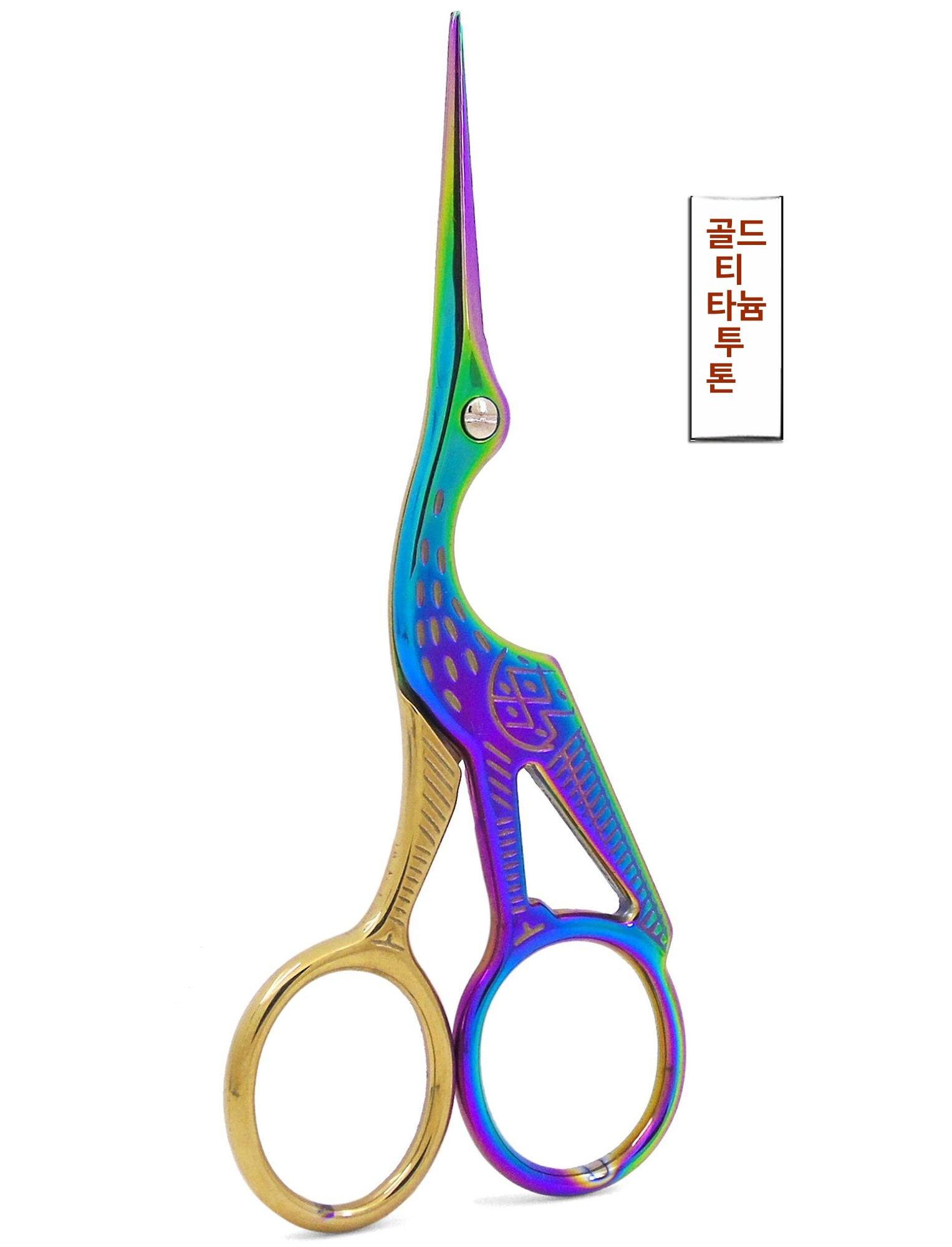 다용도 가위 재봉용 플로리스트용 핀란드 디자인 오른손용 골든 티타늄 투톤 - 상세 이미지 3
