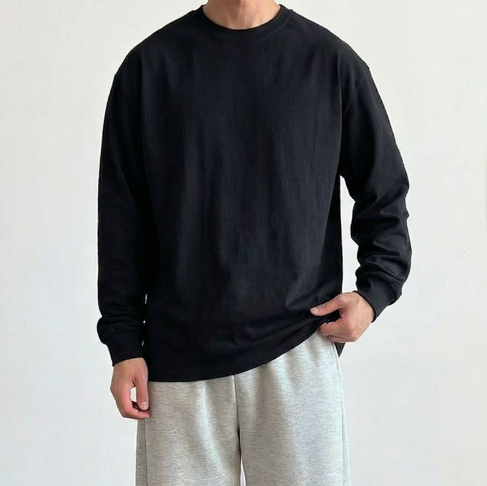 오버핏긴팔 흰색면티 무지긴팔티 어깨넓어보이는옷 오버핏맨투맨 이미지 6