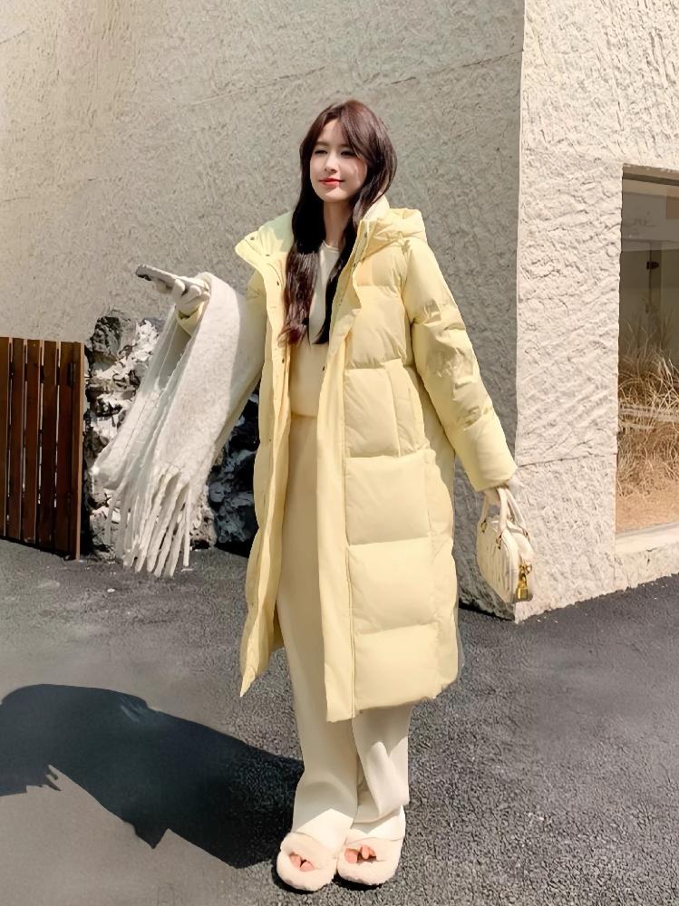 여성 덕다운 롱패딩 겨울용 보온 아우터 방한 점퍼 - 상세 이미지 4