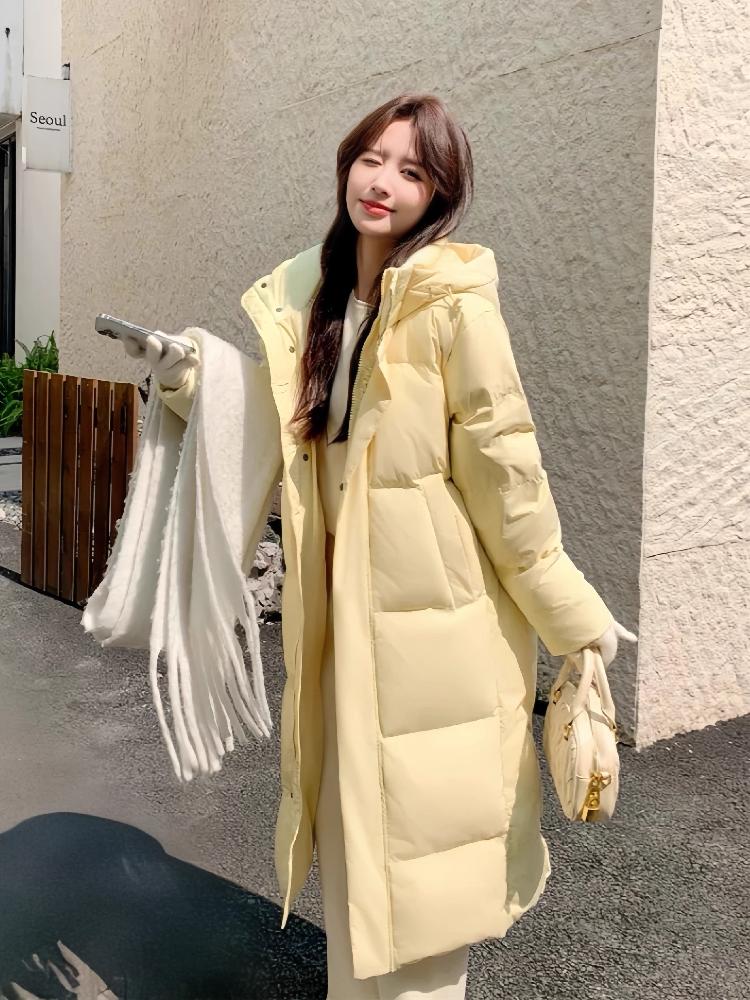 여성 덕다운 롱패딩 겨울용 보온 아우터 방한 점퍼 - 상세 이미지 5
