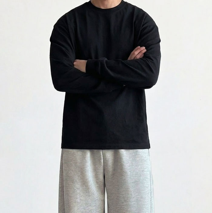 오버핏긴팔 흰색면티 무지긴팔티 어깨넓어보이는옷 오버핏맨투맨 - 상세 이미지 4
