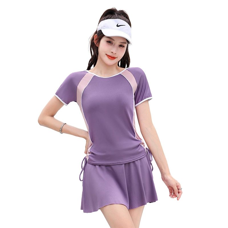 할머니 수영복 중년 어르신 아줌마 여성 커버 래쉬가드 A. 3593 퍼플 S 35.0-37.5kg - 상세 이미지 5