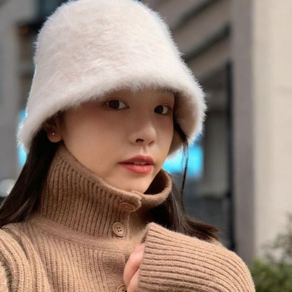 데일리 여성 버킷 햇 토끼 여성 퍼 모자 - 상품 이미지