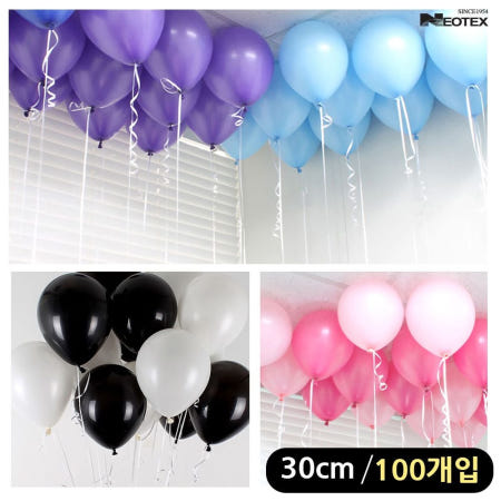 알리바니스토어 고무풍선 행사용품 생일파티 라운드풍선 30cm 스탠다드 혼합 100개입