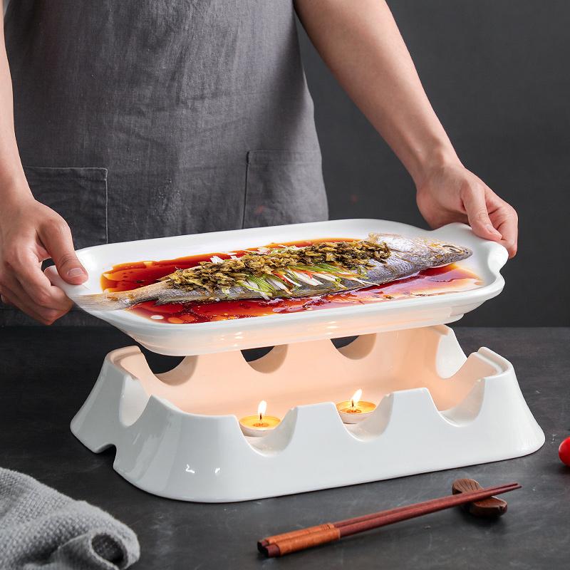전골 고체연료 화로 샤브샤브 스키야키 가정용 도자기 12인치 양손잡이 원형 생선 그릴 팬 - 상세 이미지 2