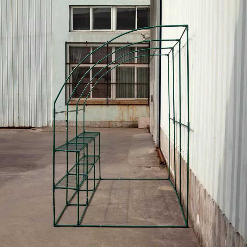 반쪽 비닐하우스 텃밭 식물 절반 벽면 온실 조립식 200x148x215cm 화이트 2문 - 상세 이미지 4