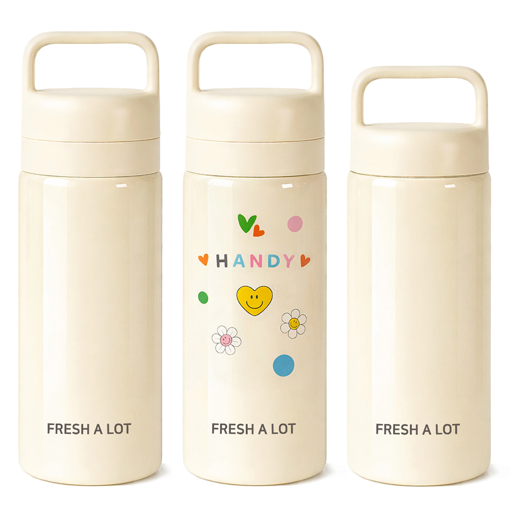 프레쉬어랏 핸디 스텐316 투웨이 휴대용 손잡이 보온보냉 텀블러 500ml, 코튼 크림 - 상세 이미지 3