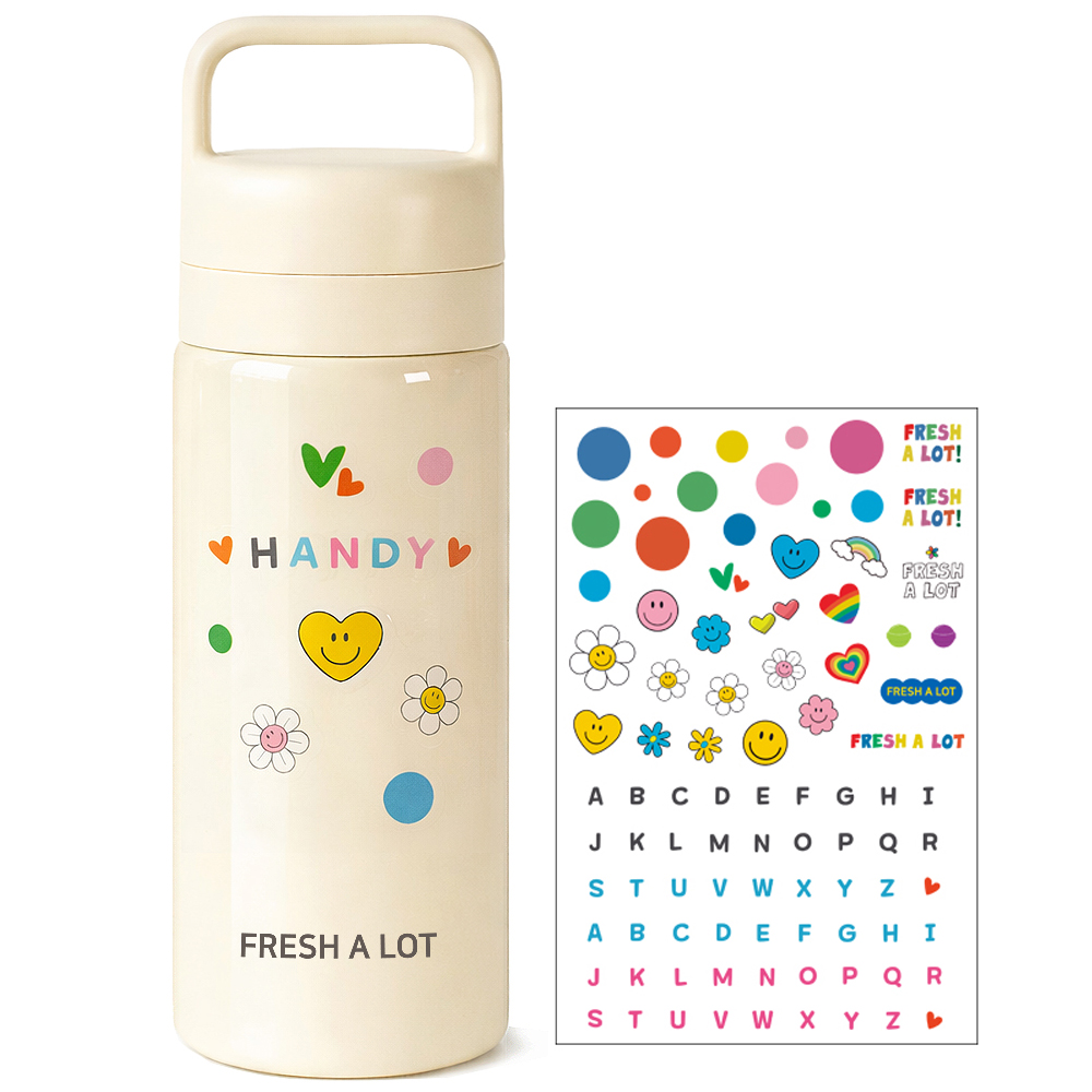프레쉬어랏 핸디 스텐316 투웨이 휴대용 손잡이 보온보냉 텀블러 500ml, 코튼 크림 - 상세 이미지 4