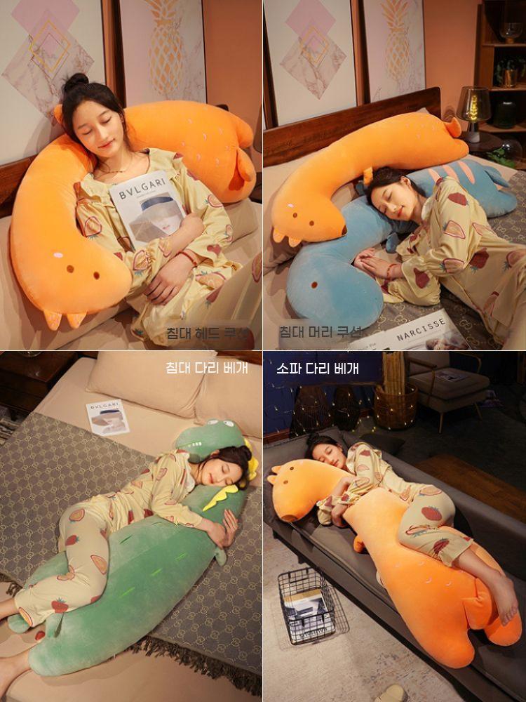 롱쿠션 베개 바디필로우 동물 모찌 애착인형 기린 대형 양 안고자는 인형 공룡 - 상세 이미지 4