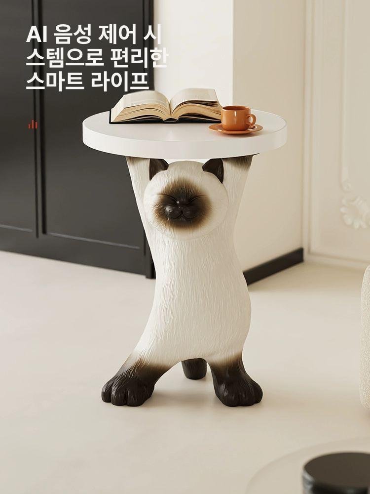 곰 사이드 테이블 거실 집들이 스탠딩 북유럽 카페 수납 고양이 올림 스타일 샤모 캣 쿠쿠 바닥 A - 상세 이미지 3