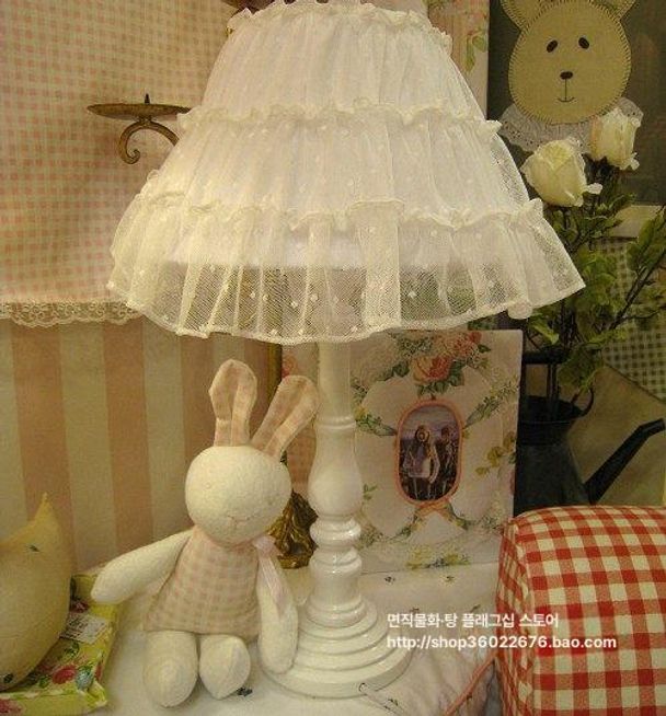 레이스단스탠드 빈티지단스탠드 책상 테이블 푸시 화이트 테이블 램프 버튼 스위치 - 상세 이미지 2