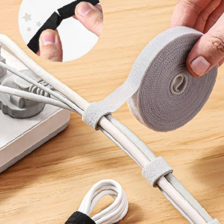 재단 가능 케이블 정리 고정 찍찍이 선 묶음 타이 테이프 센티미터 롤