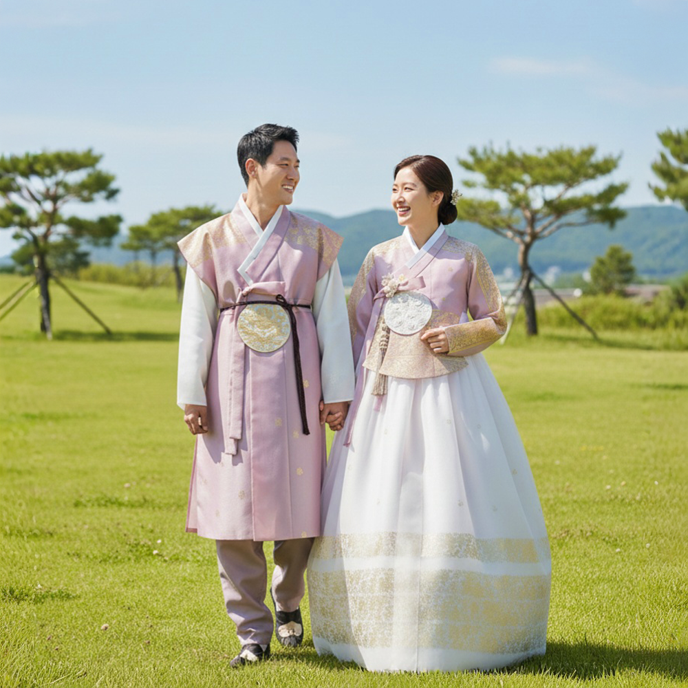 궁 한복 대여 신랑신부 2벌 빅사이즈 2부 한복 대여 웨딩촬영 176번 - 상품 이미지